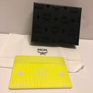 SOLD New MCM neon yellow “green” card case